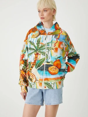 Medicine bluza bawełniana damska kolor multicolor z kapturem wzorzysta