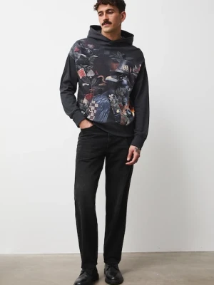 Medicine bluza bawełniana męska kolor szary z kapturem z nadrukiem