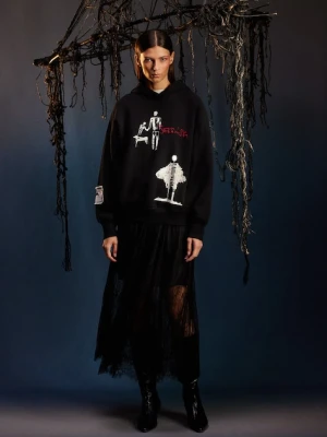 Medicine bluza damska kolor czarny z kapturem z nadrukiem