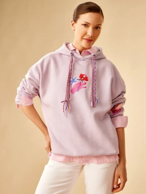 Medicine bluza damska kolor fioletowy z kapturem z nadrukiem