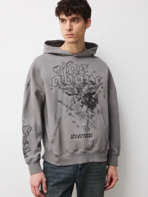 Medicine bluza męska kolor szary z kapturem z nadrukiem