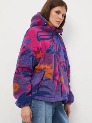 Medicine bluza polarowa damska kolor multicolor z kapturem wzorzysta
