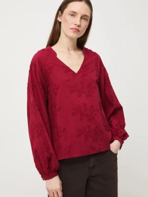 Medicine bluzka bawełniana damska kolor czerwony z aplikacją