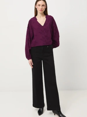 Medicine bluzka bawełniana damska kolor fioletowy z aplikacją