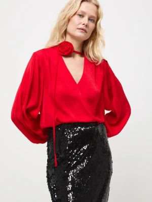 Medicine bluzka damska kolor czerwony gładka