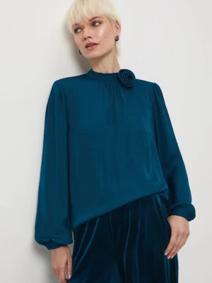 Medicine bluzka damska kolor turkusowy gładka
