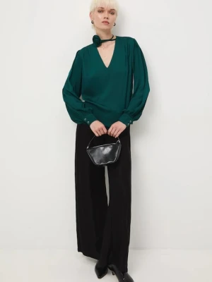 Medicine bluzka damska kolor zielony gładka