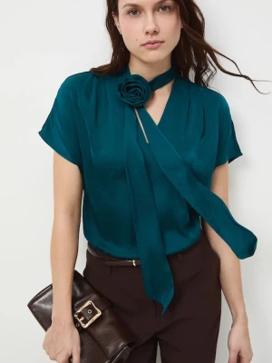 Medicine bluzka damska kolor zielony gładka