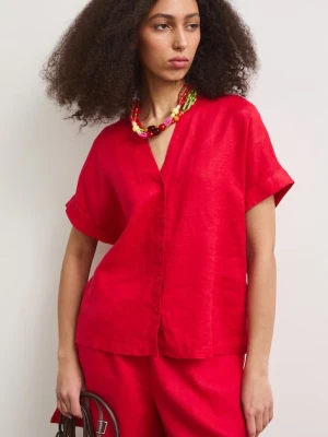 Medicine bluzka koszulowa damska lniana