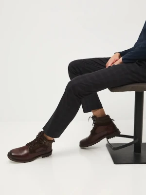 Medicine buty wysokie skórzane męskie kolor brązowy
