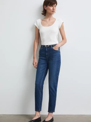 Medicine jeansy mom fit damskie granatowy