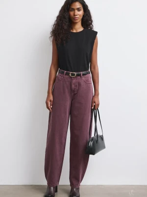 Medicine jeansy slouchy damskie bordowy
