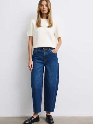 Medicine jeansy slouchy damskie granatowy