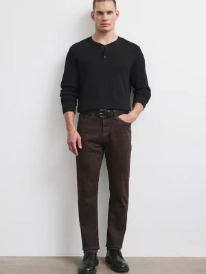 Medicine jeansy tapered męskie brązowy