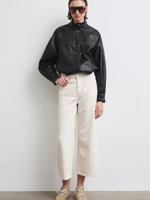 Medicine jeansy wide leg damskie beżowy