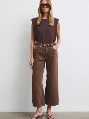 Medicine jeansy wide leg damskie brązowy