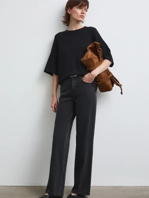 Medicine jeansy wide leg damskie czarny