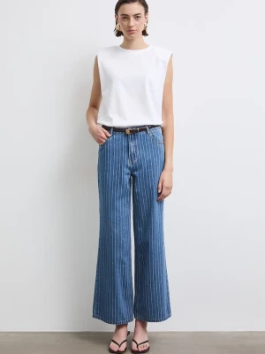 Medicine jeansy wide leg damskie granatowy
