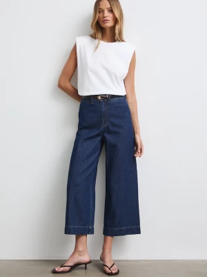 Medicine jeansy wide leg damskie granatowy