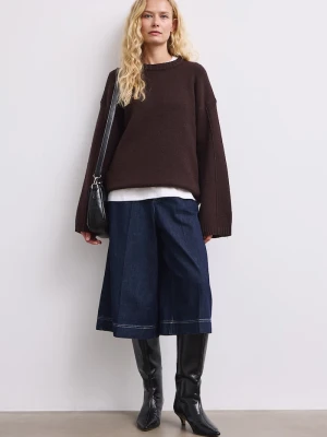 Medicine jeansy wide leg damskie granatowy