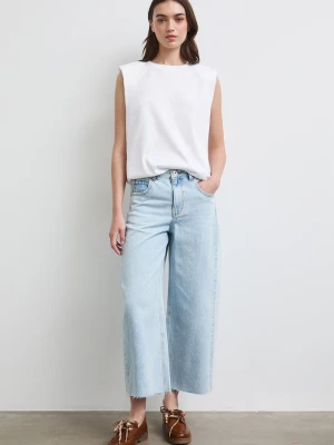Medicine jeansy wide leg damskie niebieski