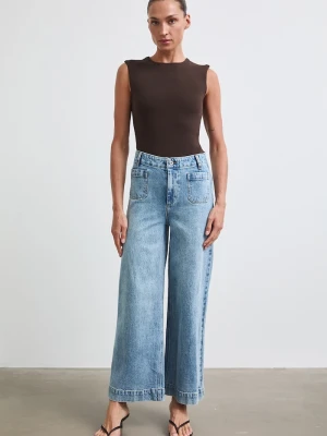 Medicine jeansy wide leg damskie niebieski