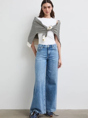 Medicine jeansy wide leg damskie niebieski