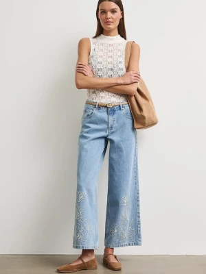 Medicine jeansy wide leg damskie niebieski