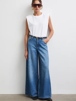 Medicine jeansy wide leg damskie niebieski