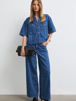 Medicine jeansy wide leg damskie niebieski