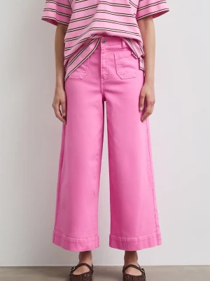 Medicine jeansy wide leg damskie różowy