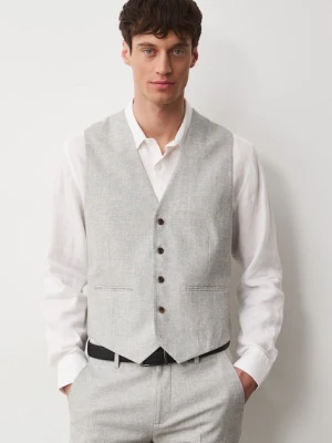 Medicine kamizelka jednorzędowa męska z domieszką lnu