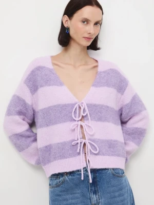 Medicine kardigan damskie kolor fioletowy ciepły