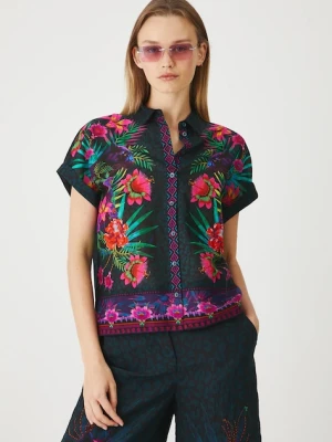 Medicine koszula bawełniana damska kolor multicolor relaxed z kołnierzykiem klasycznym