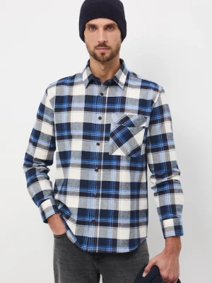 Medicine koszula bawełniana męska kolor granatowy regular z kołnierzykiem klasycznym