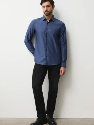 Medicine koszula bawełniana męska kolor granatowy slim z kołnierzykiem klasycznym