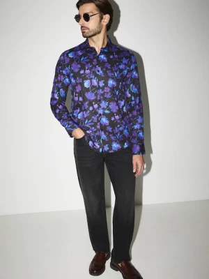 Medicine koszula bawełniana męska kolor multicolor regular z kołnierzykiem klasycznym