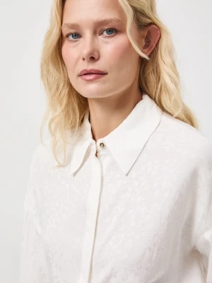 Medicine koszula damska kolor beżowy regular z kołnierzykiem klasycznym