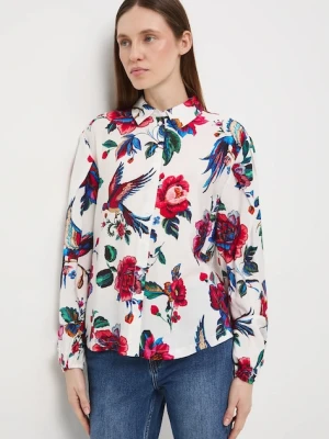 Medicine koszula damska kolor beżowy regular z kołnierzykiem klasycznym