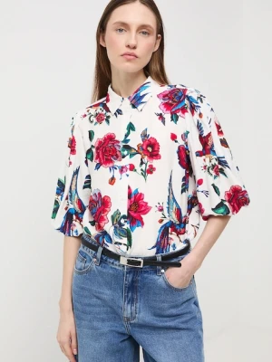 Medicine koszula damska kolor beżowy regular z kołnierzykiem klasycznym