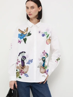 Medicine koszula damska kolor biały relaxed z kołnierzykiem klasycznym