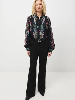 Medicine koszula damska kolor czarny regular z kołnierzykiem klasycznym