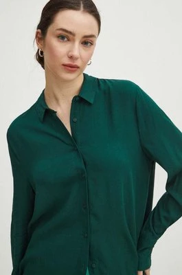 Medicine koszula damska kolor zielony regular z kołnierzykiem klasycznym