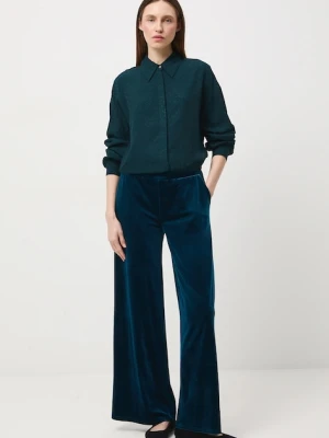 Medicine koszula damska kolor zielony regular z kołnierzykiem klasycznym