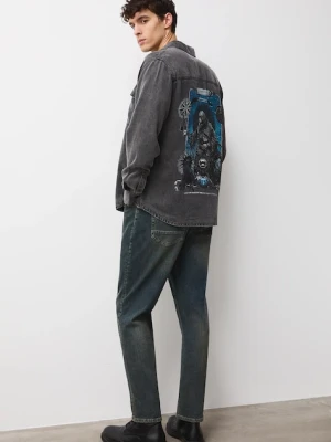 Medicine koszula jeansowa męska kolor szary relaxed z kołnierzykiem klasycznym