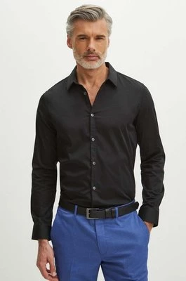 Medicine koszula męska kolor czarny slim z kołnierzykiem klasycznym