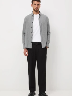 Medicine koszula męska kolor szary slim z kołnierzykiem button-down