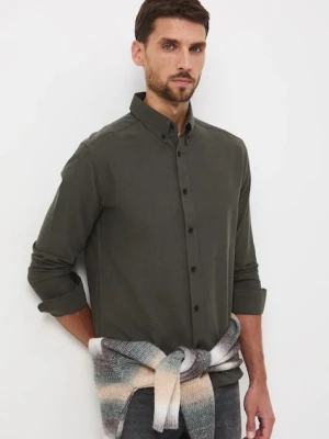 Medicine koszula męska kolor zielony slim z kołnierzykiem button-down