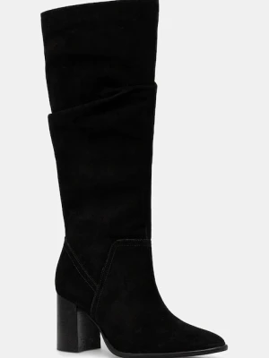 Medicine kozaki zamszowe kolor czarny na słupku