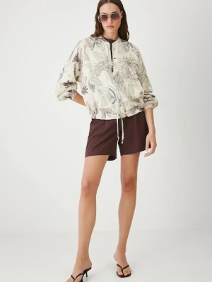 Medicine kurtka bomber lniana damska kolor multicolor przejściowa